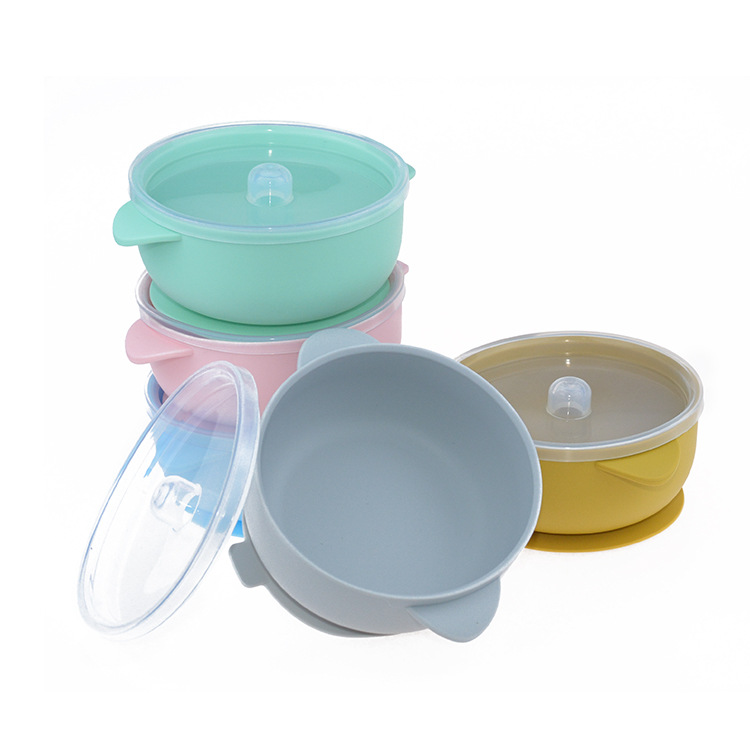 First Stage Self Feeding Baby Bowls with Suction BPA Free Silicone Feeding Set with Cover for Babies Kids Toddlers Featured Image