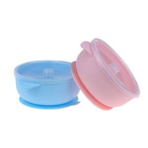 Babyskåler med sug – 4-delt silikonsett med skje – for babyer, små, små – BPA-fri – første trinn selvmating