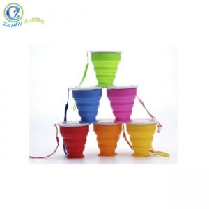 Factory source New Design Colorful Collapsible Silicone Rubber Drinking Cup With Lid