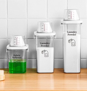 Cutie de depozitare praf de spălat Cutie de depozitare detergent de uz casnic Cutie de depozitare din plastic sigilată de mare capacitate cu CAPAC