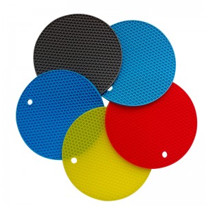Honeycomb round non-slip multi-color custom silicone placemat heat insulation pad