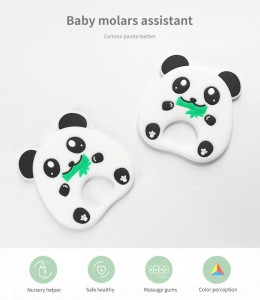 panda silicone baby teether bpa free with ring