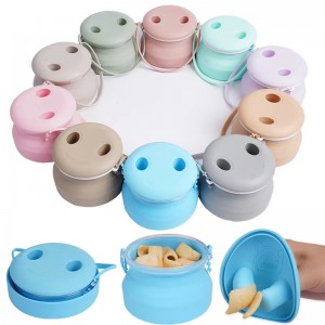 Christmas Spill Proof Tower Lid Children Travel Container Kids Toddler Drink Bottle Collapsible Baby Silicone Snack Cup