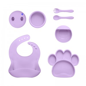 Silicone baby feeding kids dining plate bowl spoon fork bib cup for baby