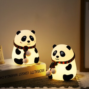 Cartoon Panda Silicone lamp USB Rechargeable colorful pat lamp LED Atmosphere Bedside lamp Feeding lamp gift