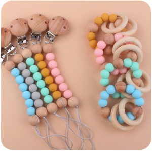 Baby silicone pacifier chain with pacifier clip baby molester stick bite happy gum to prevent chain drop