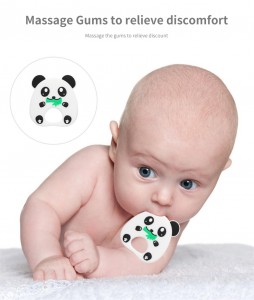 panda silicone baby teether bpa free with ring