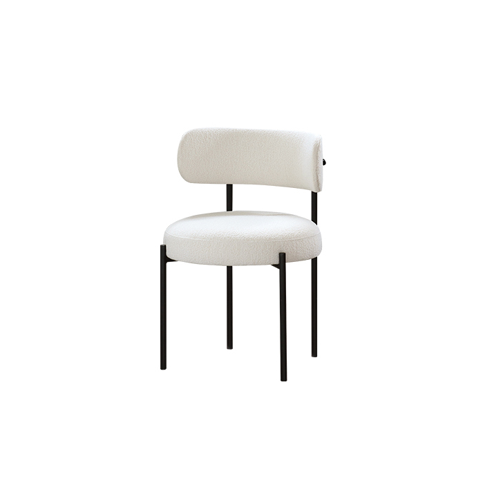 Modern Simple Comfortable Fashion Versatile Luxe Ailsa Dining Chair—Boucle Fabric(white)