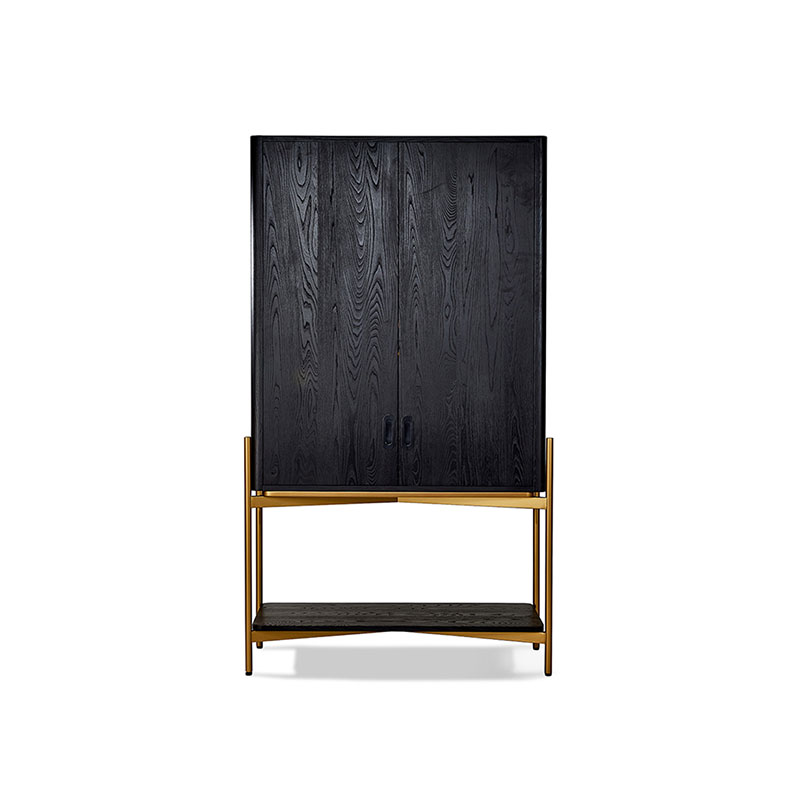 Modern Natural Elegant Retro Luxurious Versatile Golden High-leg Bronx Bar Cabinet
