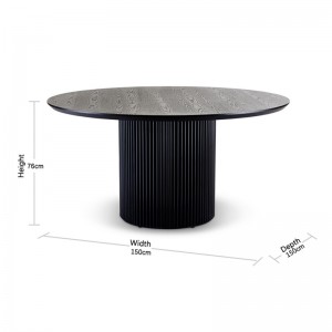 Modern Simple Exquisite Luxurious Black Oak Lantine Dining Table Round