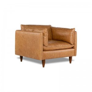Modern Simple Elegant and Fashionable High-set timber legs Eton Leather Sofa