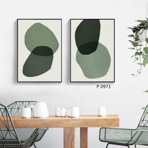 Single or Set Green Abstraction Geometric Wall Framed Home Decoration