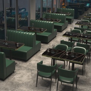 Hulgihind PU nahast kaasaegne kabiini istekoha restoranimööbli komplekt