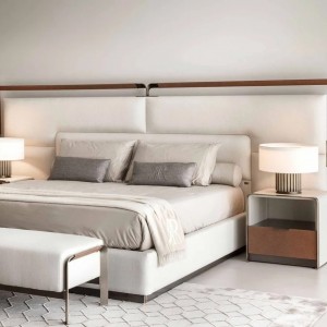 Luksuriøse designsenger massivt treramme king size seng for soveromsmøbler