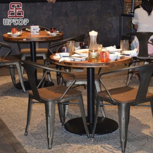 Metal Wooden Cafe Restaurant Tafel en Stoel Furniture Set