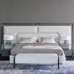 Lyxiga designsängar i massiv träram king size-säng för sovrumsmöbler