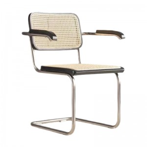 I-Rattan Wicker Cane Arm Chair enemilenze ye-Stainless Steel