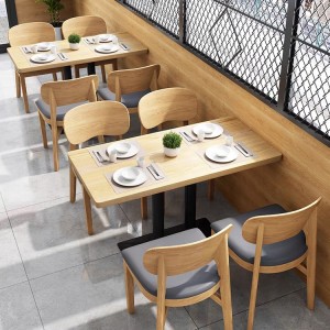 Modernūs mediniai valgyklos restorano stalo ir kėdžių baldai