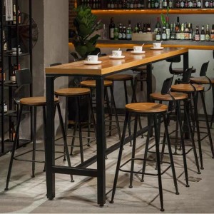 Pasgemaakte moderne ontwerp restaurant bistro kroeg meubels hout metaal tafel
