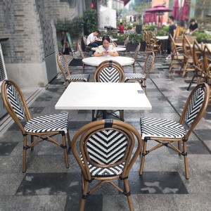 Restaurante ao aire libre Mobiliario de xardín portátil de ratán negro Cadeira