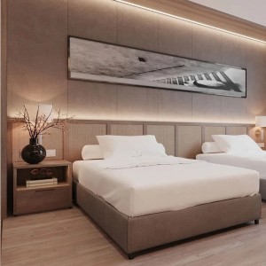 Fa franciaágyas dizájn hálószobagarnitúra Modern szállodai szett