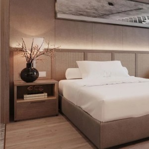 Wood Double Bed Design Ննջասենյակի Հավաքածու Կահույք Ժամանակակից Հյուրանոցային Հավաքածու