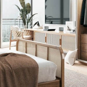 Customized na Hotel Bedroom Rattan Wooden Resort Furniture Sets