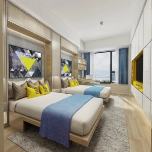 Hotelová moderní ložnice dřevěný hotelový nábytek na míru