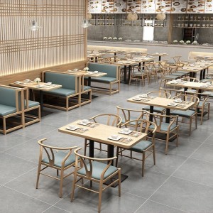 Sofá de coiro moderno restaurante con mobles de cafetería