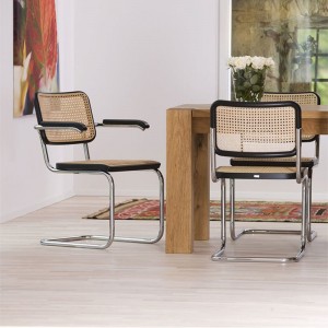Rattan Wicker Cane Arm Chair with Stainless Steel legs