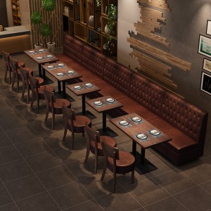 Restaurante Asentos de sofá de cabina de dobre lado marrón
