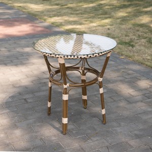 Customized outdoor PE rattan table, balcony, garden aluminum table