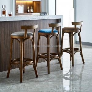 Високи столове от скандинавско масивно дърво Бар стол Модерни минималистични бар столове