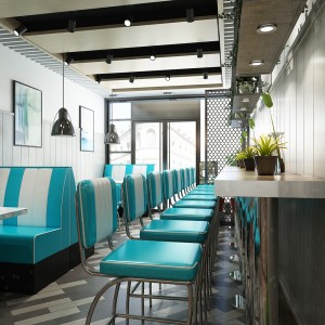 Leather stainless steel blue Restaurant Furniture