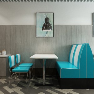 Móveis de restaurante em couro aço inoxidável azul