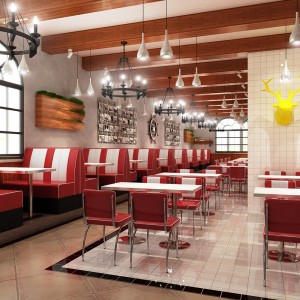 Restaurant Retro Industrial Style Table And Chairs
