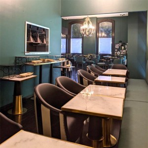 Moderna klubska mizica in kovinski stol, pohištvo za restavracije in bare