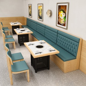 Meja lan kursi kayu sing bisa disesuaikan Cafe Booth Restaurant furniture