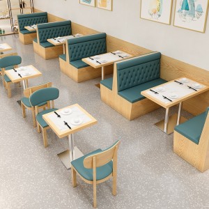 Mesa e cadeira de madeira personalizáveis, móveis para restaurante e cabine de café
