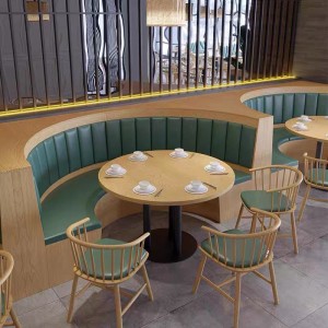 Restavracija Sedežna garnitura z visokim naslonom usnjene pol okrogle lesene sedežne garniture