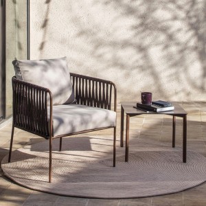 Luxury outdoor dining furniture aluminum frame woven rope chair