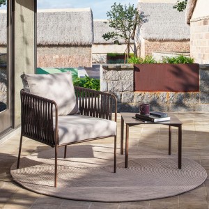 Chaise de corde tissée par cadre en aluminium de meubles de salle à manger extérieurs de luxe