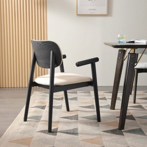 Noardske styl swarte ûntwerper Solid Wood Arm Chair