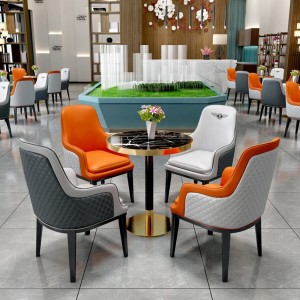 カスタマイズ革製のテーブルと椅子のモダンなホテルのレストランの家具セット