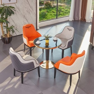 Oanpassing learen tafel en stuollen moderne hotel restaurant meubels set
