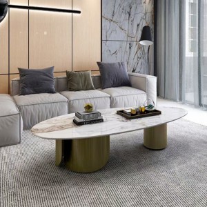 Luksus ovalt sofabord i sintret sten