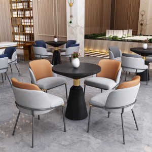 आधुनिक होटल डाइनिंग सेट धातु फर्नीचर चमड़े की रेस्तरां कुर्सियाँ