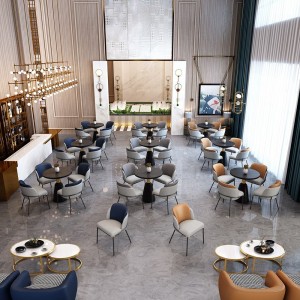Set makan hotel modern kursi restoran kulit furnitur logam