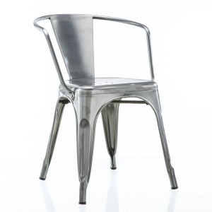 Verzinkter, transparenter Tolix-Stuhl mit Metallsessel