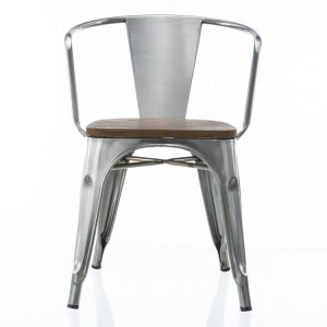 Оцинкованный стул Tolix с прозрачной отделкой, металлический стул с подлокотниками